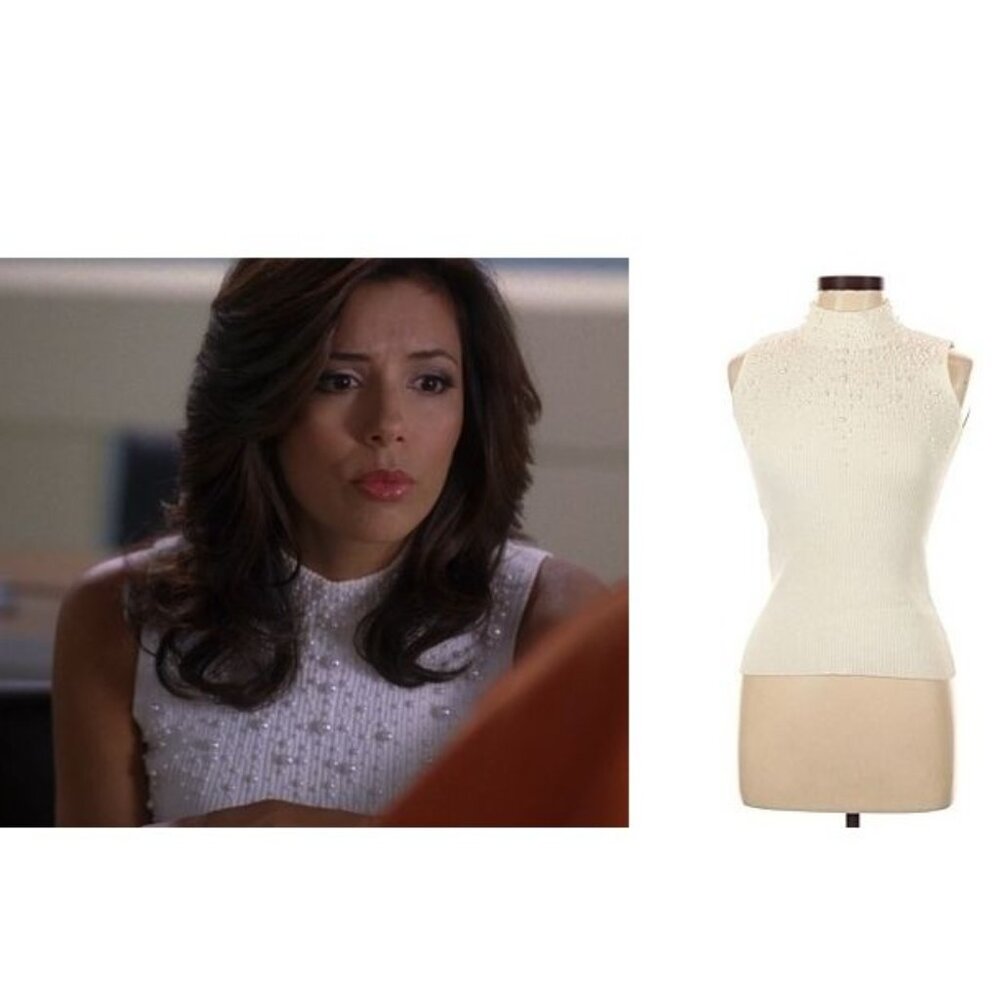 ASO GABRIELLE SOLIS DESPERATE HOUSEWIVES Embellished Top Shirt Large Y2K RARE